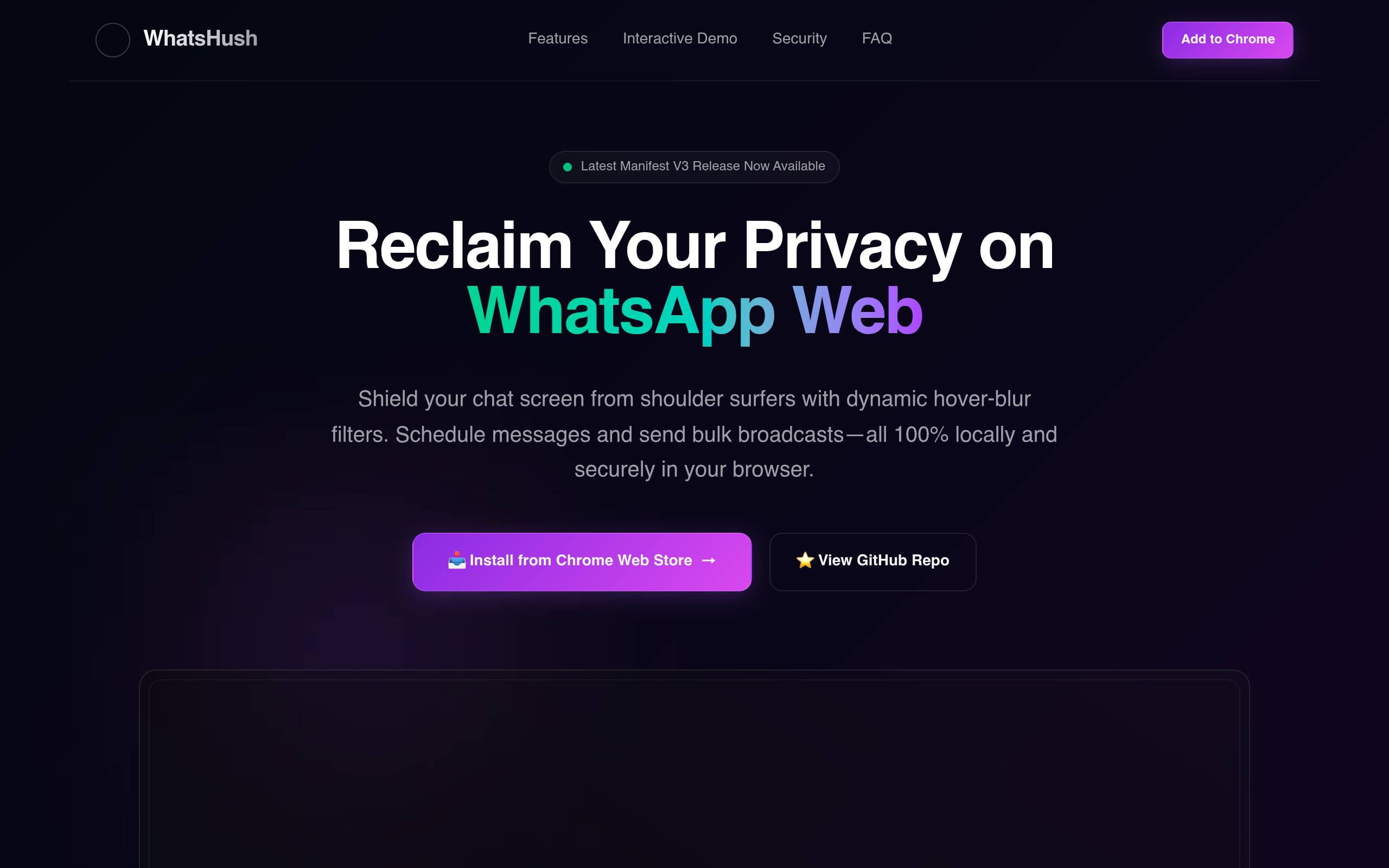 Whatshush Website Screenshot